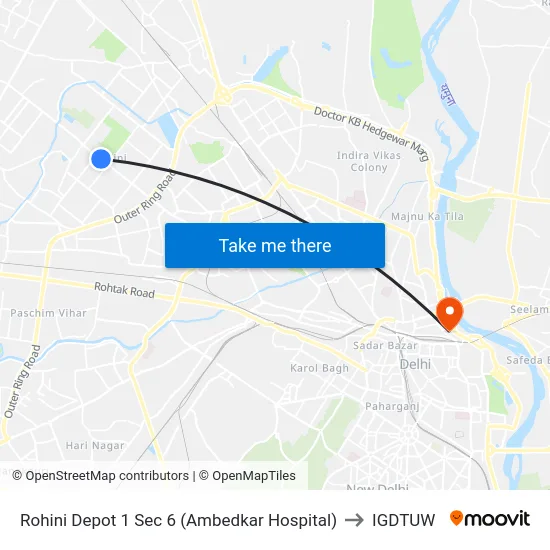 Rohini Depot 1 Sec 6 (Ambedkar Hospital) to IGDTUW map