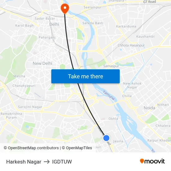 Harkesh Nagar to IGDTUW map