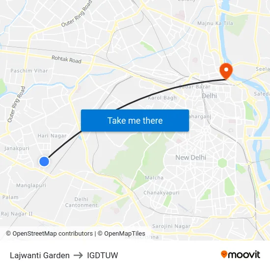 Lajwanti Garden to IGDTUW map