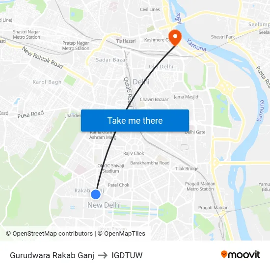 Gurudwara Rakab Ganj to IGDTUW map