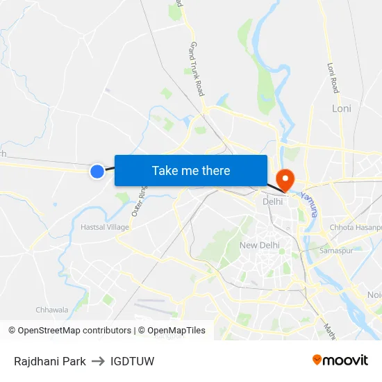 Rajdhani Park to IGDTUW map
