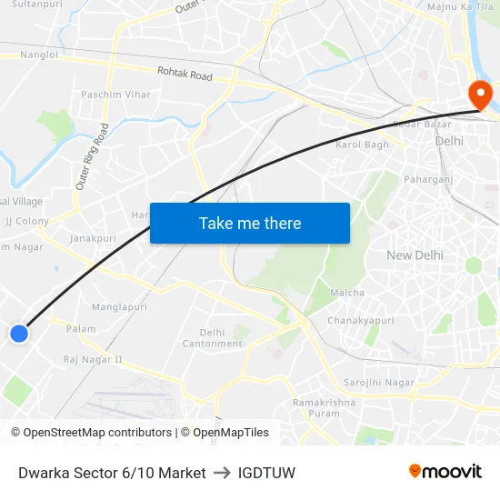 Dwarka Sector 6/10 Market to IGDTUW map