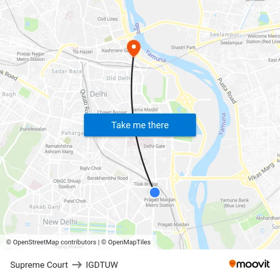 Supreme Court to IGDTUW map