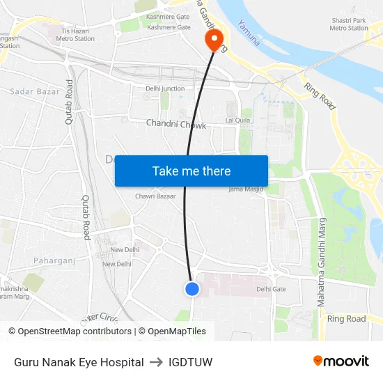 Guru Nanak Eye Hospital to IGDTUW map