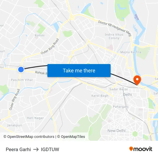 Peera Garhi to IGDTUW map