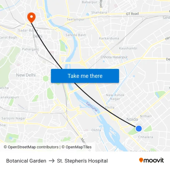Botanical Garden to St. Stephen's Hospital map