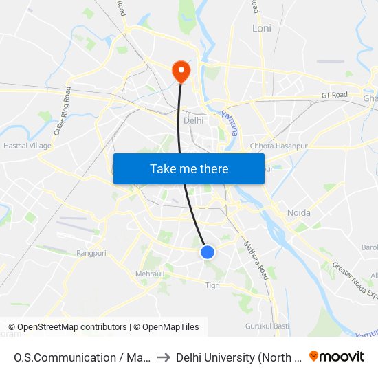 O.S.Communication / Masjid Moth to Delhi University (North campus) map