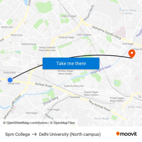 Spm College to Delhi University (North campus) map