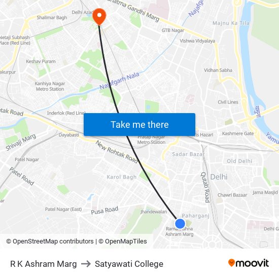 R K Ashram Marg to Satyawati College map