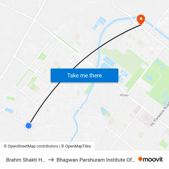 Brahm Shakti Hospital to Bhagwan Parshuram Institute Of Technology map