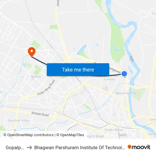 Gopalpur to Bhagwan Parshuram Institute Of Technology map