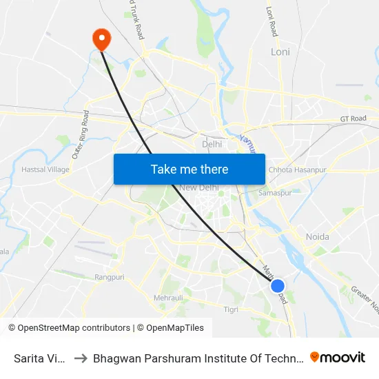 Sarita Vihar to Bhagwan Parshuram Institute Of Technology map