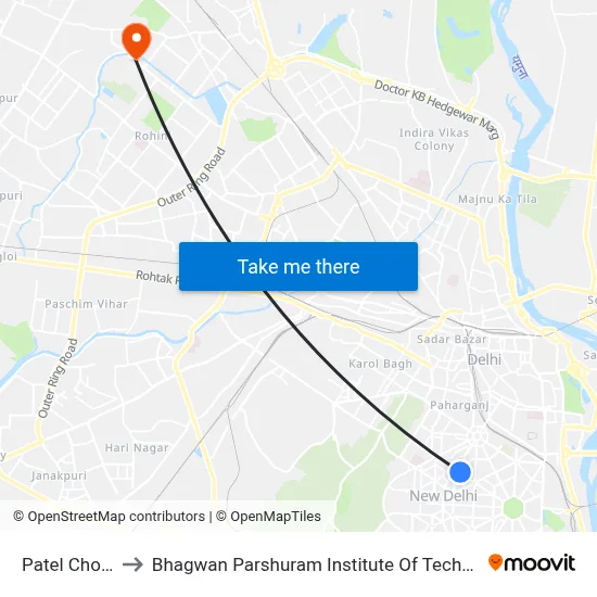 Patel Chowk to Bhagwan Parshuram Institute Of Technology map