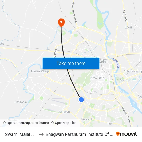 Swami Malai Mandir to Bhagwan Parshuram Institute Of Technology map