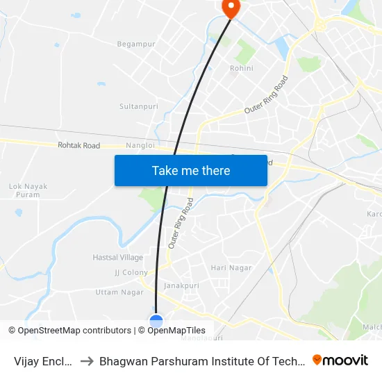 Vijay Enclave to Bhagwan Parshuram Institute Of Technology map