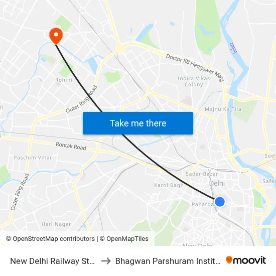 New Delhi Railway Station Gate No.2 to Bhagwan Parshuram Institute Of Technology map