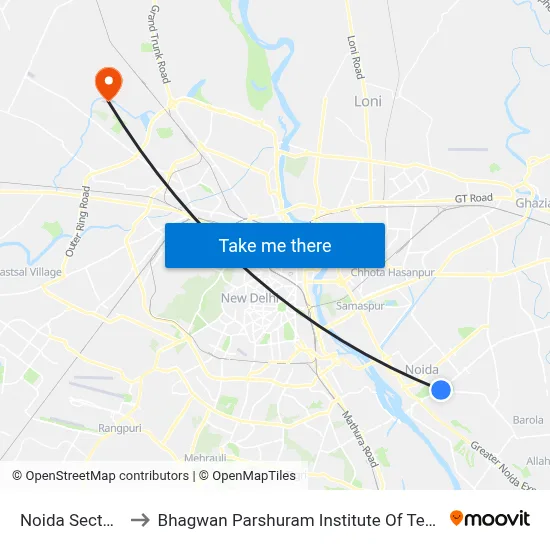 Noida Sector 37 to Bhagwan Parshuram Institute Of Technology map