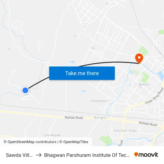 Sawda Village to Bhagwan Parshuram Institute Of Technology map