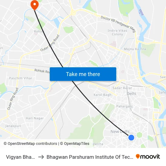 Vigyan Bhawan to Bhagwan Parshuram Institute Of Technology map