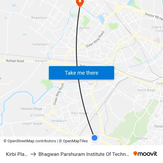 Kirbi Place to Bhagwan Parshuram Institute Of Technology map
