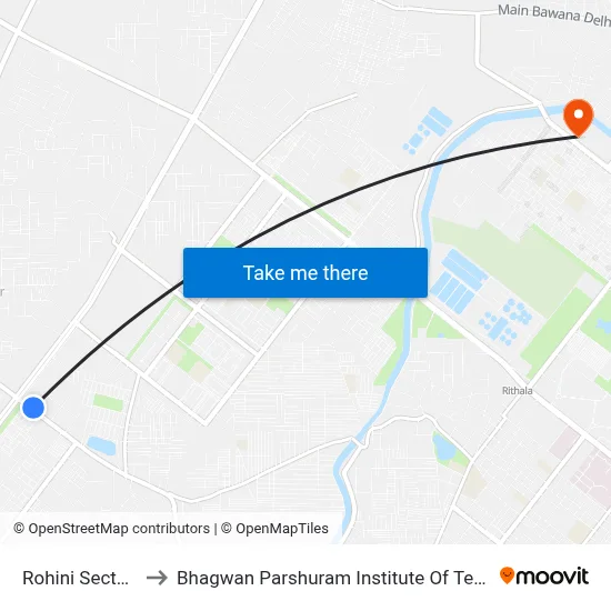 Rohini Sector 21 to Bhagwan Parshuram Institute Of Technology map