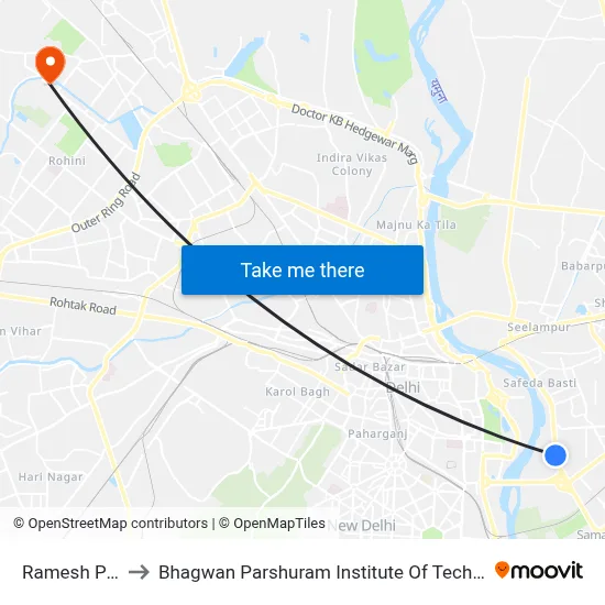 Ramesh Park to Bhagwan Parshuram Institute Of Technology map