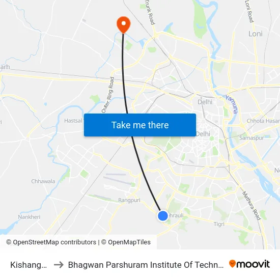 Kishangarh to Bhagwan Parshuram Institute Of Technology map
