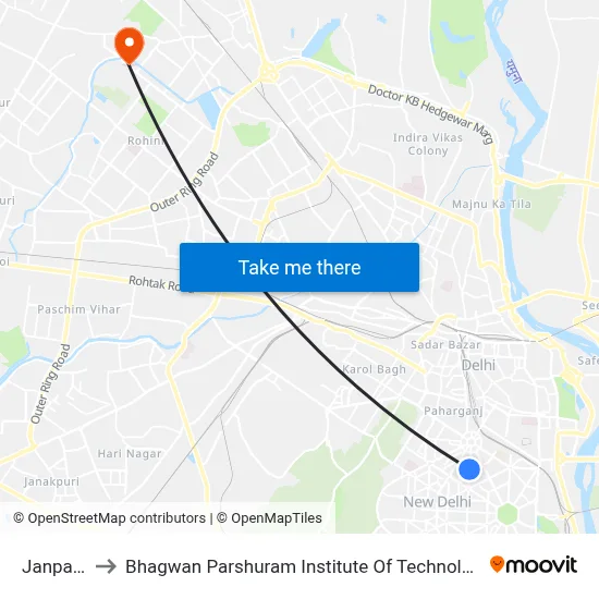 Janpath to Bhagwan Parshuram Institute Of Technology map