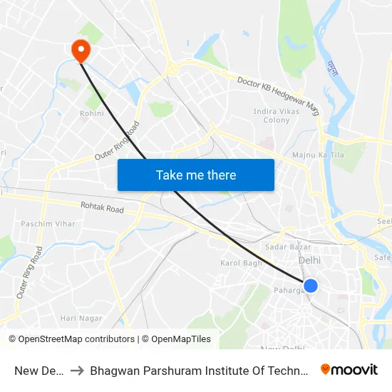 New Delhi to Bhagwan Parshuram Institute Of Technology map