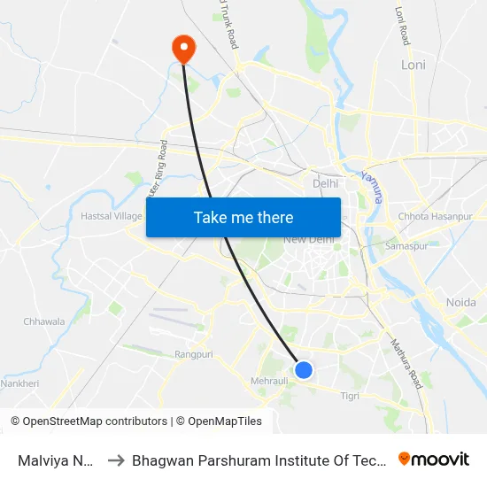 Malviya Nagar to Bhagwan Parshuram Institute Of Technology map