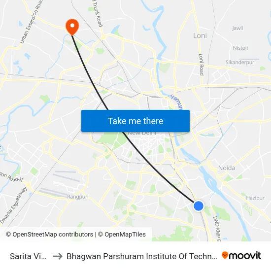Sarita Vihar to Bhagwan Parshuram Institute Of Technology map