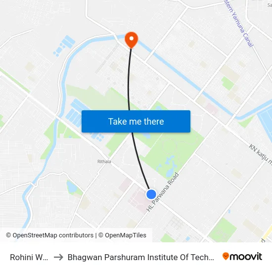 Rohini West to Bhagwan Parshuram Institute Of Technology map