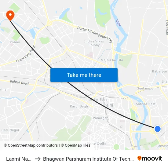 Laxmi Nagar to Bhagwan Parshuram Institute Of Technology map