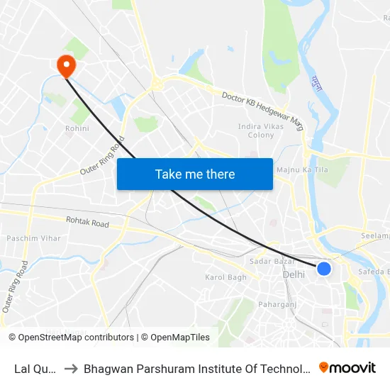 Lal Quila to Bhagwan Parshuram Institute Of Technology map