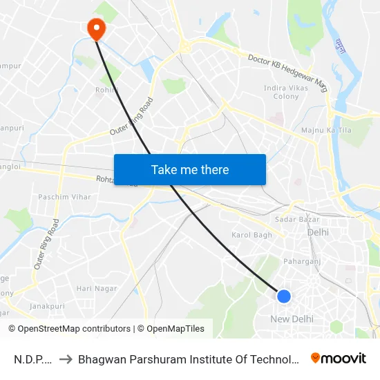 N.D.P.O. to Bhagwan Parshuram Institute Of Technology map