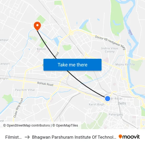 Filmistan to Bhagwan Parshuram Institute Of Technology map