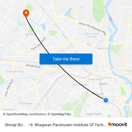 Shivaji Bridge to Bhagwan Parshuram Institute Of Technology map