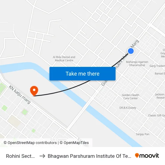 Rohini Sector 17 to Bhagwan Parshuram Institute Of Technology map