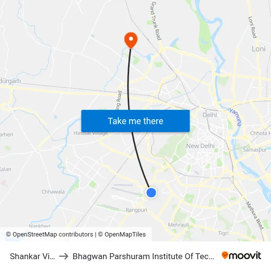 Shankar Vihar to Bhagwan Parshuram Institute Of Technology map