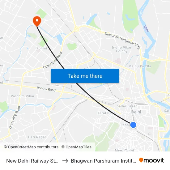 New Delhi Railway Station Gate No.1 to Bhagwan Parshuram Institute Of Technology map