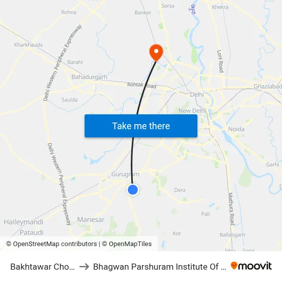 Bakhtawar Chowk (A) to Bhagwan Parshuram Institute Of Technology map