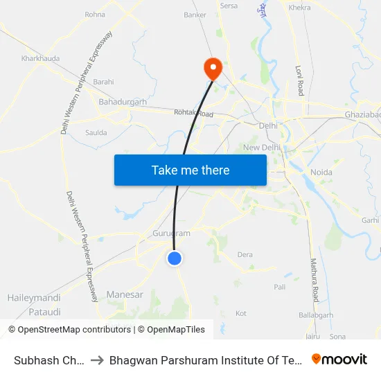 Subhash Chowk to Bhagwan Parshuram Institute Of Technology map
