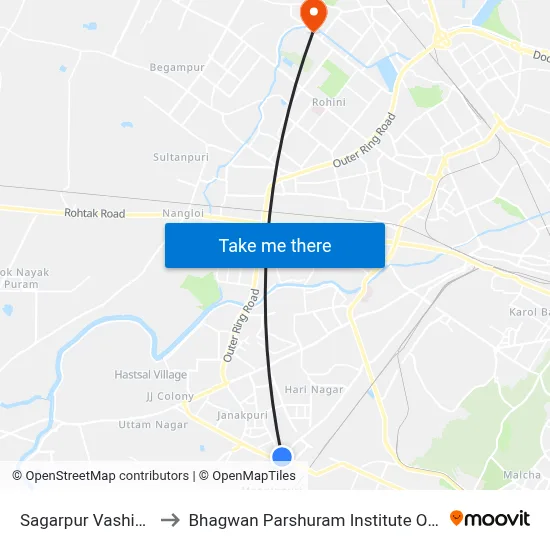 Sagarpur Vashisht Park to Bhagwan Parshuram Institute Of Technology map