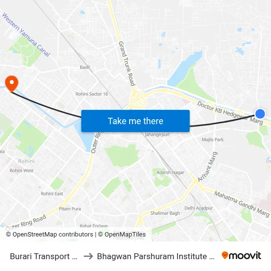 Burari Transport Authority to Bhagwan Parshuram Institute Of Technology map