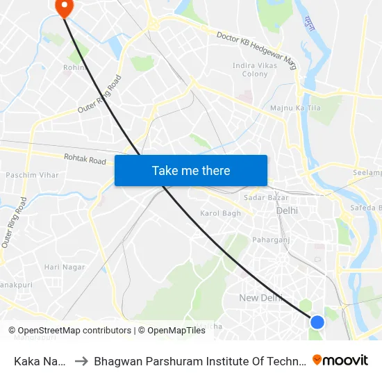 Kaka Nagar to Bhagwan Parshuram Institute Of Technology map