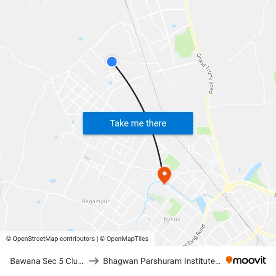 Bawana Sec 5 Cluster Depot to Bhagwan Parshuram Institute Of Technology map