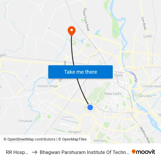 RR Hospital to Bhagwan Parshuram Institute Of Technology map