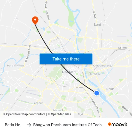 Batla House to Bhagwan Parshuram Institute Of Technology map