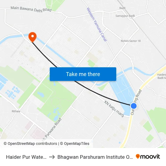 Haider Pur Water Works to Bhagwan Parshuram Institute Of Technology map