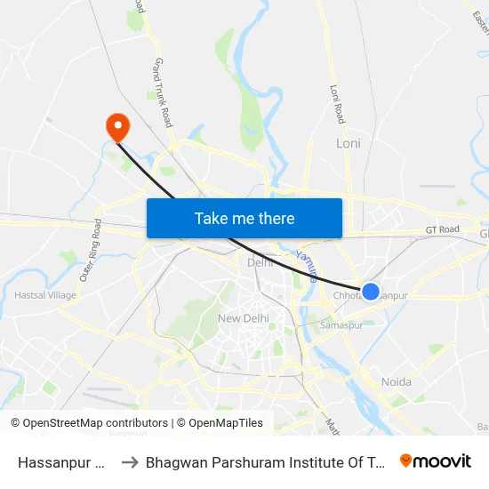 Hassanpur Depot to Bhagwan Parshuram Institute Of Technology map